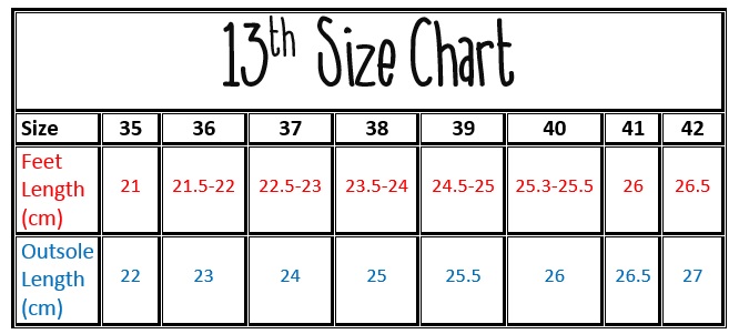 Size Guide - 13th Shoes